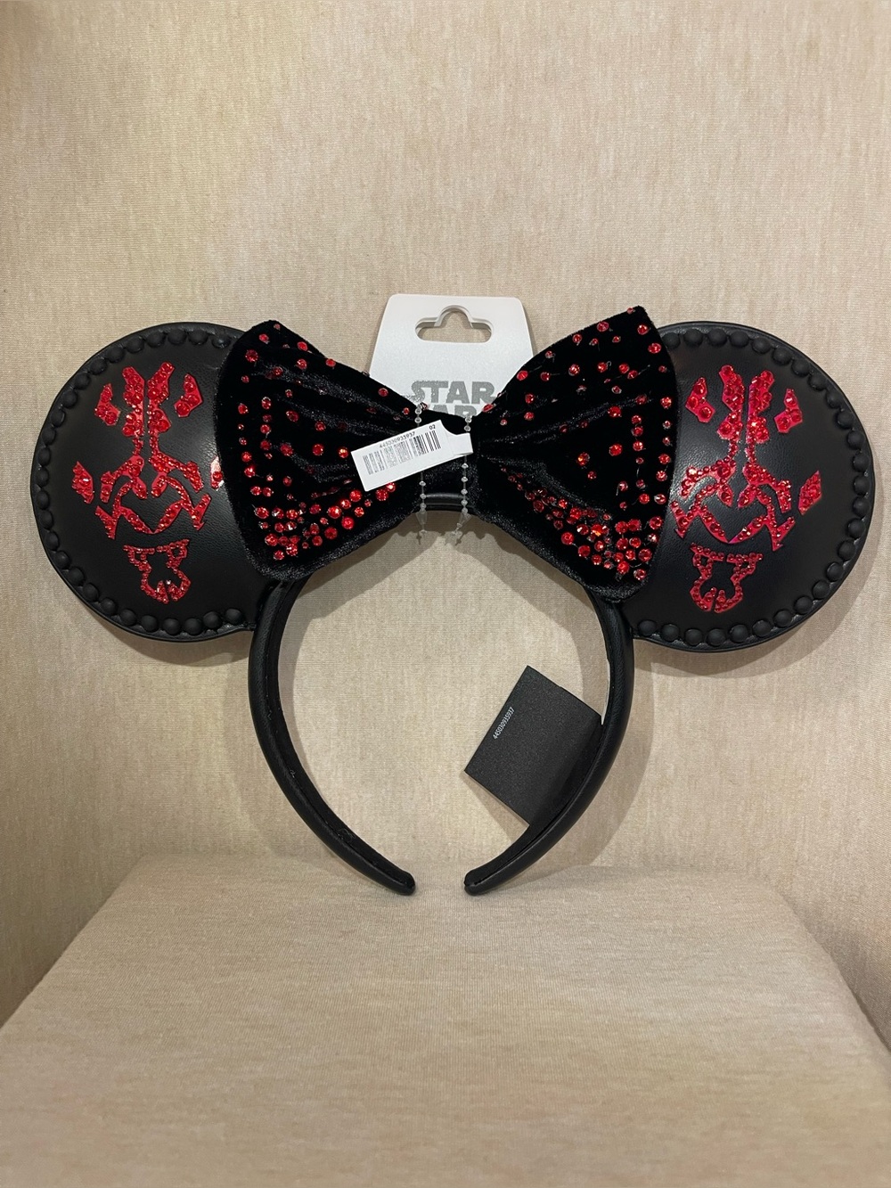 Disney/Star Wars Darth Maul Black Minnie Ears Headband with Red Gems-